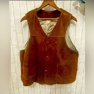 VTG Deer Wear Leather Suede Vest Mens Snap Button Western Ranchwear Sz 42